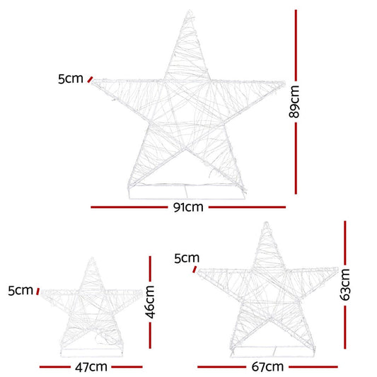 Jingle Jollys Occasions > Christmas > Outdoor Decorations & Lights 3 PCS Christmas Lights 900 LED Fairy Light Star Decorations Jingle Jollys