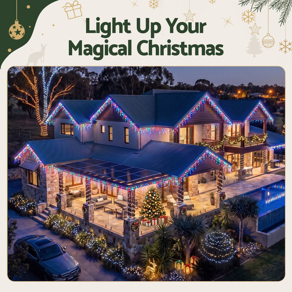 Jingle Jollys Occasions > Christmas > Outdoor Decorations & Lights Jingle Jollys 12.5M Solar Christmas Lights Icicle String Light Multi Colour