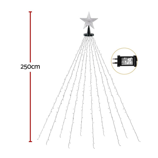 Jingle Jollys Occasions > Christmas > Outdoor Decorations & Lights Jingle Jollys 2.5M Christmas Lights Waterfall String Light 300 LED Star Topper