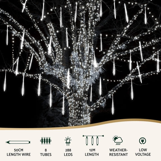 Jingle Jollys Occasions > Christmas > Outdoor Decorations & Lights Jingle Jollys 7M Christmas Lights Shower Light 288 LED Icicle Falling Metor