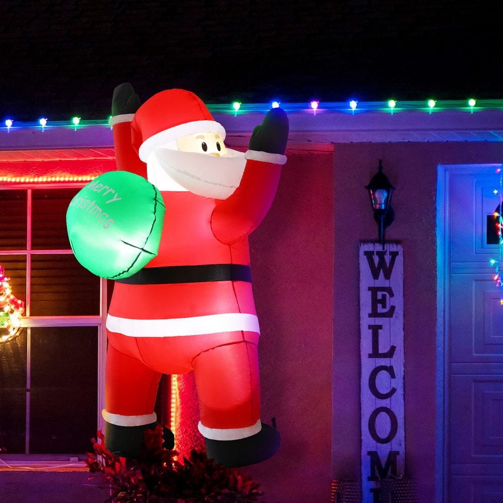 Jingle Jollys Occasions > Christmas > Outdoor Decorations & Lights Jingle Jollys Christmas Inflatable Santa Climbing LED Illuminated Decorations 1.9M