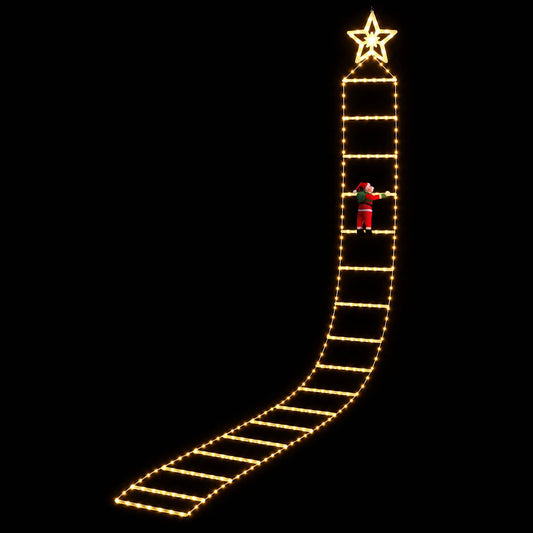 Jingle Jollys Occasions > Christmas > Outdoor Decorations & Lights Jingle Jollys Christmas Ladder Lights Santa 3.4m 328LED Hanging Decor Warm White