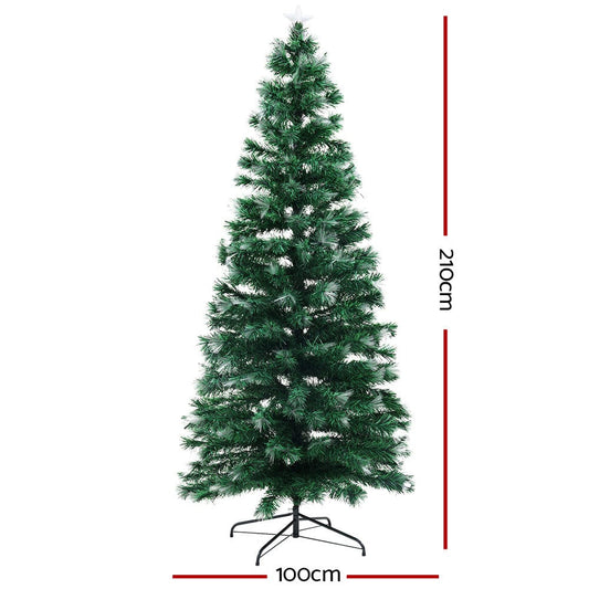 Jingle Jollys Occasions > Christmas > Outdoor Decorations & Lights Jingle Jollys Christmas Tree 2.1M 7FT LED Xmas Multi Colour Lights Optic Fibre
