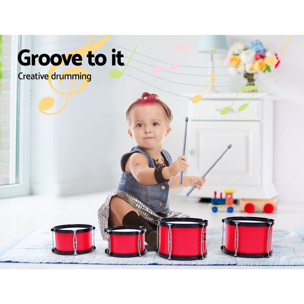 Keezi Audio & Video > Musical Instrument & Accessories > Drums Keezi Kids 7 Drum Set Junior Drums Kit Musical Play Toys Childrens Mini Big Band