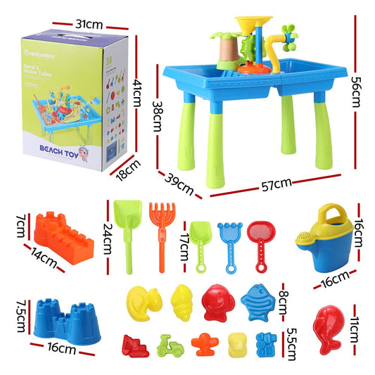 Keezi Baby & Kids > Baby & Kid's Toys > Outdoor Play Equipment Keezi Kids Sand and Water Table Windmill Shovel Outdoor Sandpit Toys Beach Play