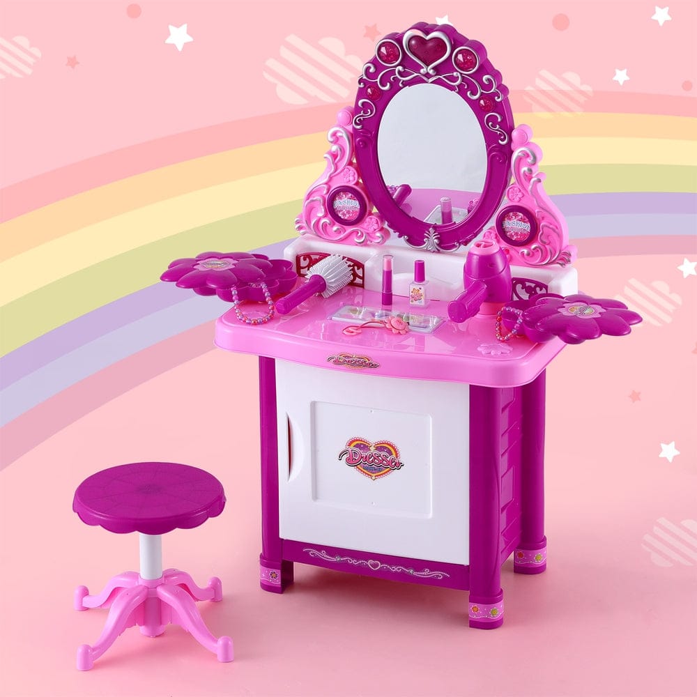 Keezi Baby & Kids > Baby & Kid's Toys > Pretend Play Keezi Kids Pretend Makeup Play Set Dressing Table Chair Girls Toys Children