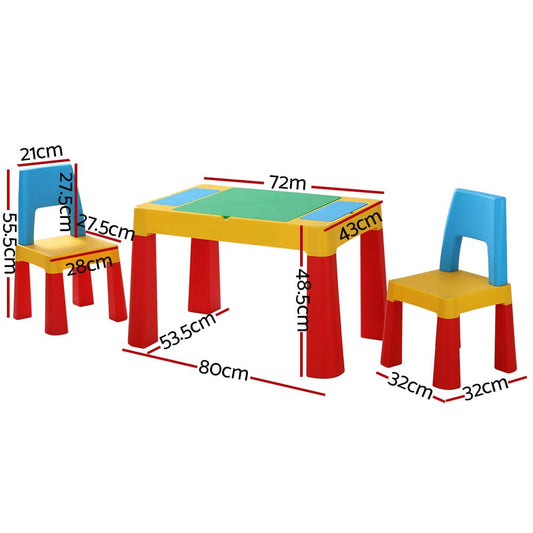 Keezi Baby & Kids > Kid's Furniture > Kid's Tables, Chairs & Seats Keezi 3PCS Kids Table and Chairs Set Activity Toys Storage Box Desk Blocks