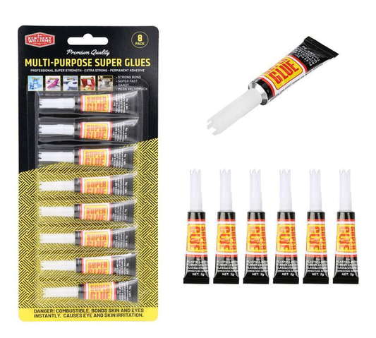 Kentucky Williams Super Glue 8PCS Extra Strong SUPER GLUE 3g Multi Purpose Leather Plastic Paper Wood Rubber