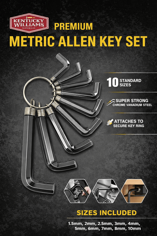 Kentucky Williams Tools > Other Tools > Hand Tools 10pc Set Metric Allen Key Hex Keys Imperial Wrench Steel Tool 1.5-10mm Kit
