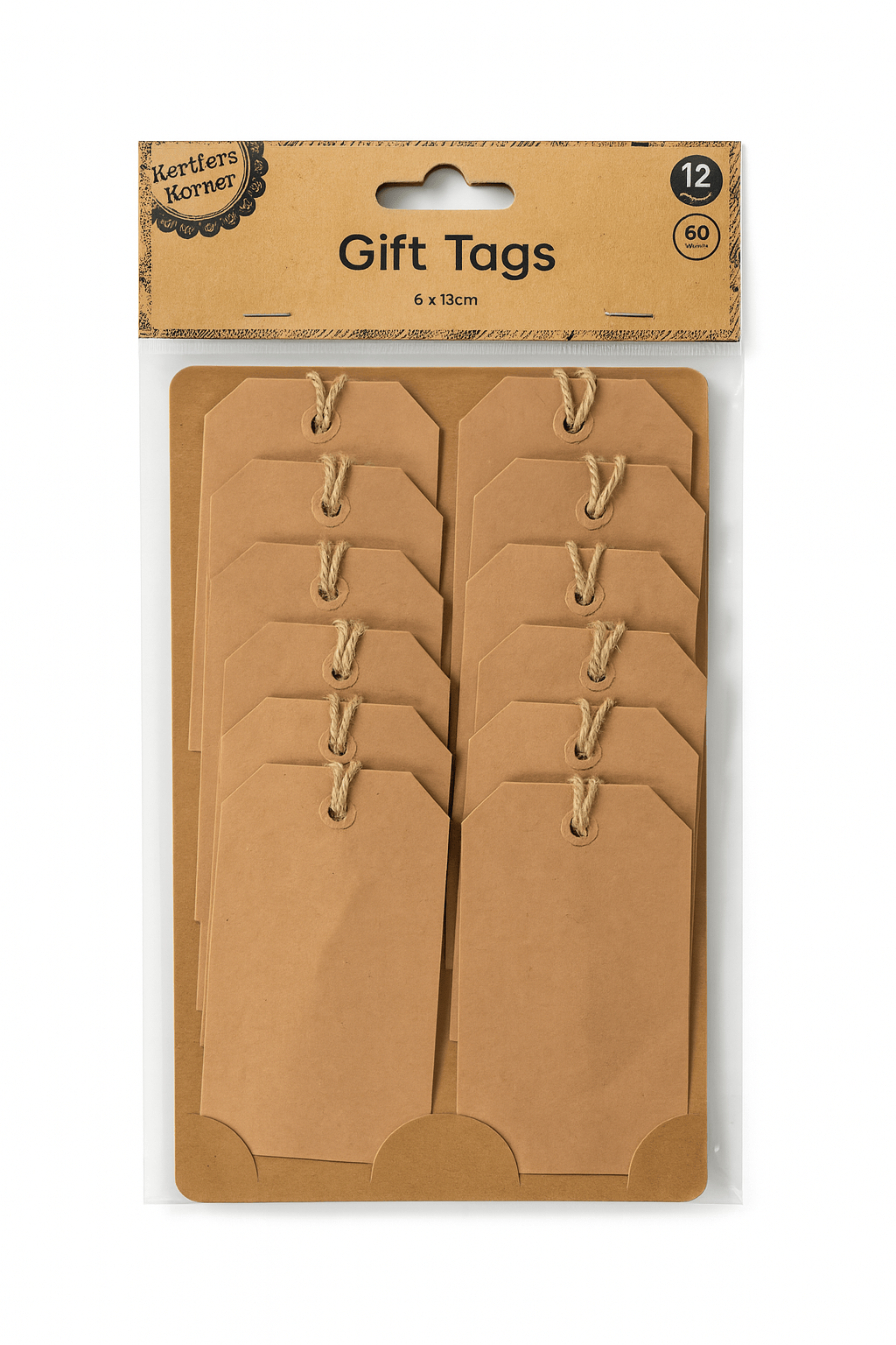 Krafters Korner 12 Brown Kraft Paper Tags Card Wedding Party Gift Natural Craft Cardboard DIY