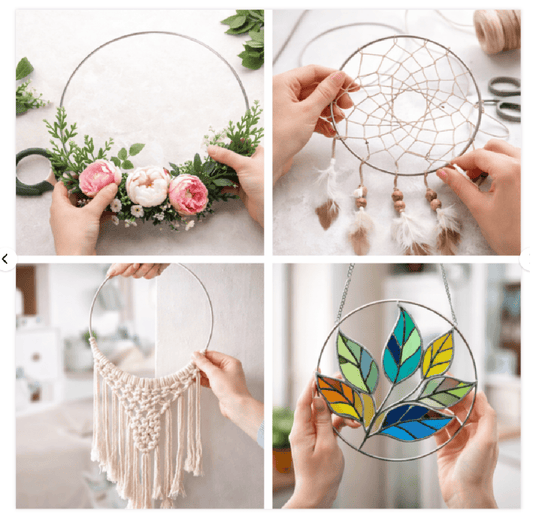 Krafters Korner 17.5CM Metal Ring Hoops Silver DIY Craft Flower Wedding Wreath Catcher Macrame