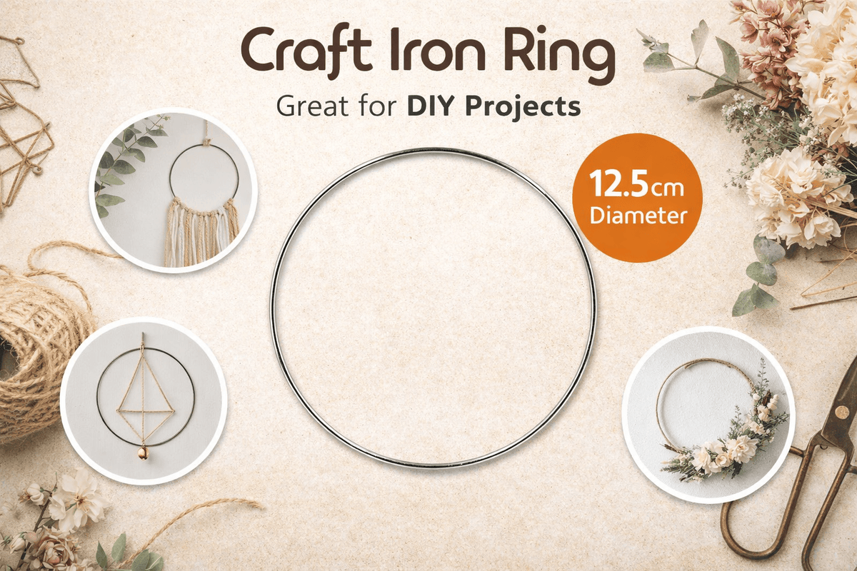 Krafters Korner Home & Garden > Hobbies > Arts & Crafts 12.5cm Diameter Craft Iron Ring Macrame Metal Hoop Floral Wreath Dream Catcher