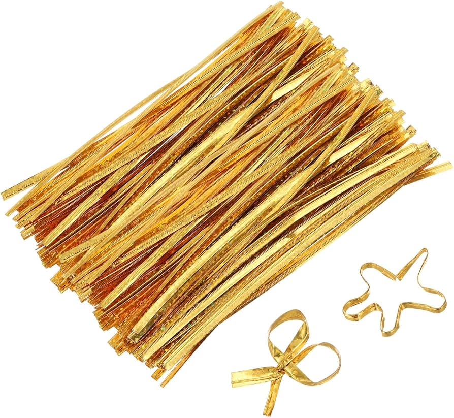 Krafters Korner Home & Garden > Hobbies > Arts & Crafts 50Pk 18cm Metallic Gold Silver Twist Ties DIY Art Craft Gift Wrap Food Bag Tie