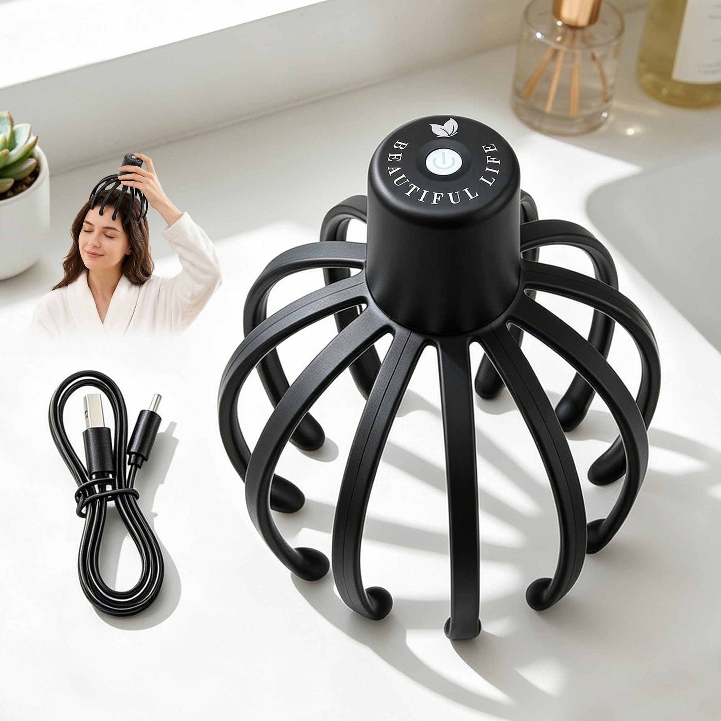 Livemor Health & Beauty > Massage & Relaxation > Massagers Livemor Head Massager Scalp Electric with 3 Modes, 360 Degree Head Massager Cordless Portable, Head Scratcher for Stress Relax