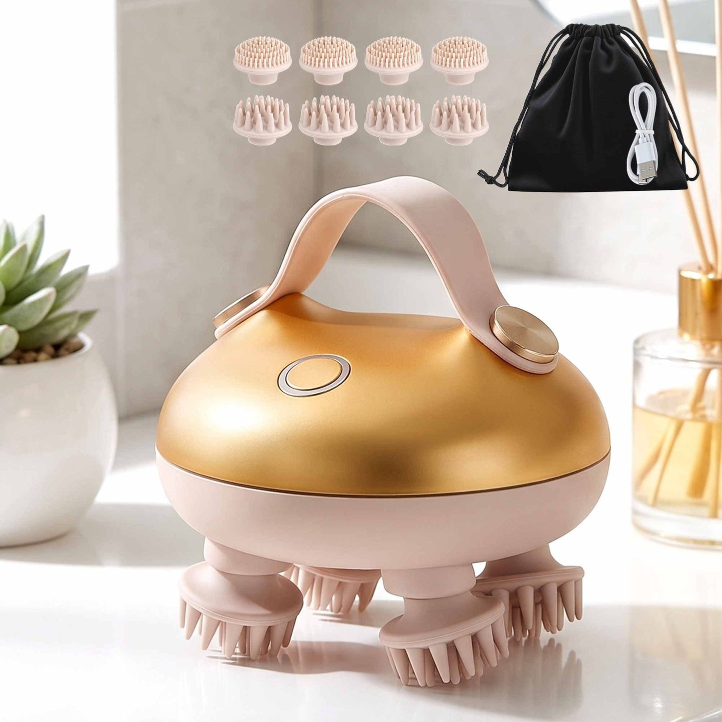 Livemor Health & Beauty > Massage & Relaxation > Massagers Livemor Scalp Massager Kneading Head Massager Scalp Stress Relax Portable Rechargeable Hair Massager Shower Massage Waterproof Cat Massager Scratcher, Gift for Mom Dad