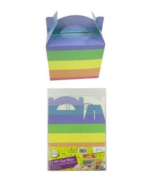 Made 2 Party Rainbow Treat Box Dessert Container Party Gift Candy Favor Loot Boxes 15x15x9cm