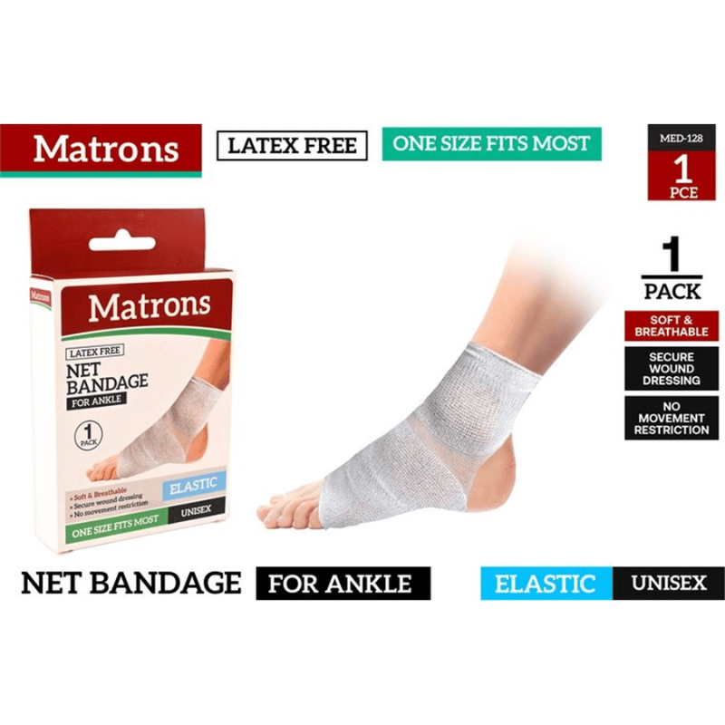 Matrons 1Pc Net Bandage Ankle 7.5cm x 24cm Wound Dressing Elastic Fabric Latex Free
