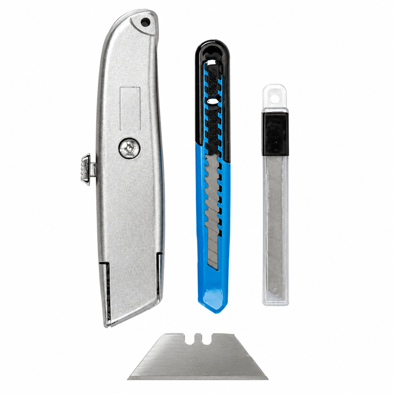 Royal Crown Cutter 4 in 1 Box Cutter Metal Tip Retractable Extra Blade Utility Knife Heavy Duty