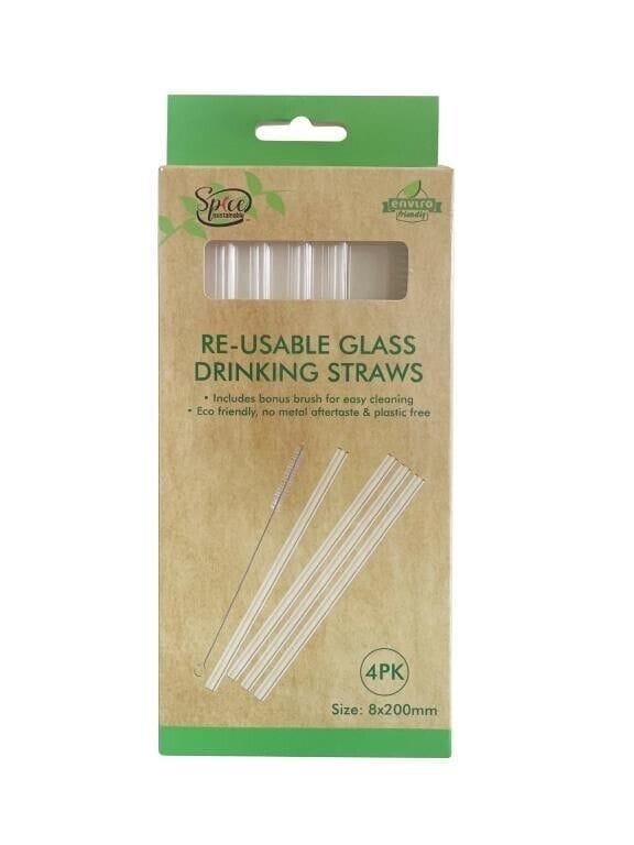 Spice Sustainable Drinking straw Premium Glass Reusable Foldable Extra Long Drinking Straws 4 Clear 1 Brush