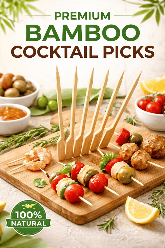 Spice Sustainable Skewers 100pcs ECO Paddle Skewers BBQ Kebab Meat Satay Stick Bamboo Wooden Catering