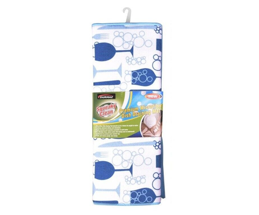 Squeaky clean Blue Premium Microfibre Dish Draining Mat Kitchen Pans Washing Up Drainer Drying Pad