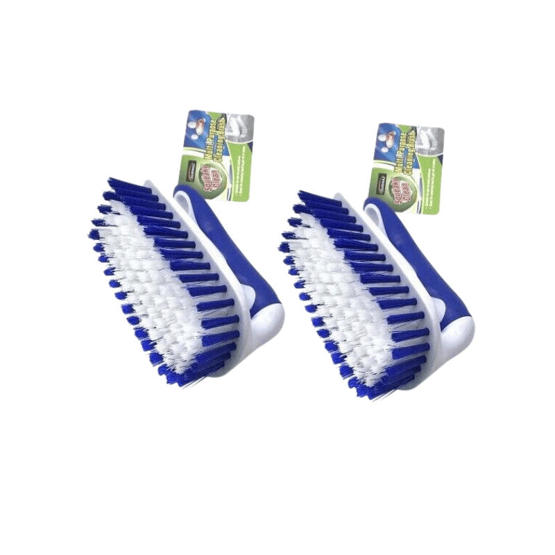 Squeaky clean Cleaning brushes Blue 2x Cleaning Scrubbing Brush With Handle Kitchen Shower Bathroom Hand Tool