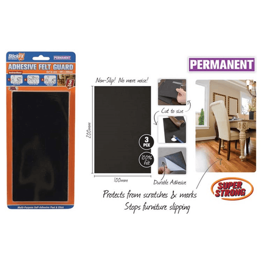 StickFX 3x Self Adhesive Felt Guard Furniture Easy Glide Protection Non-Slip Surface