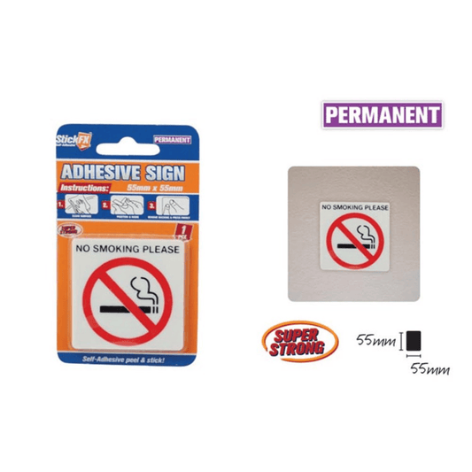 Stuck No Smoking Adhesive Sign Sticker Decal Office Warehouse Work Door Vinyl 55x55mm