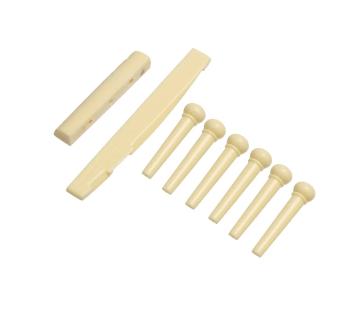 Unbranded 6 Bridge Pins + saddle + bridge saddle for Acoustic Guitar Yellow 6 strings