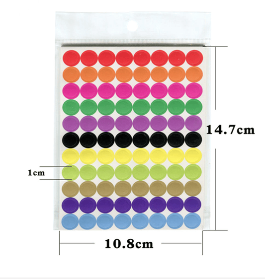 Unbranded 880 Pcs Assorted Circle Colour Code Round Sticker Label Dots Spots coloured 10mm