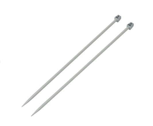 Unbranded Aluminium Knitting needles 30cm sizes 6 mm set of 2 grey wool knit