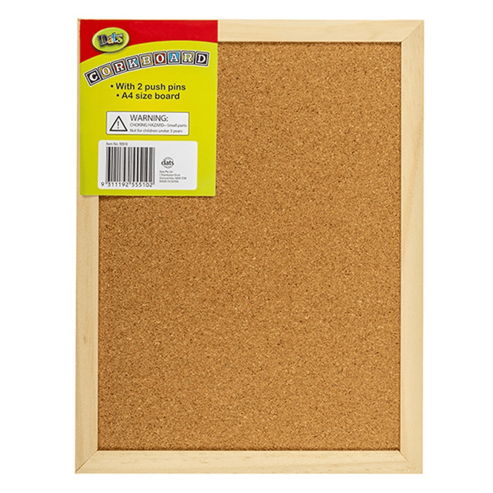 Unbranded Corkboard A4 Corkboard Wooden Frame 230x300mm with 2pc Push Pins