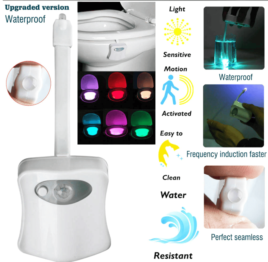 Unbranded LED Bowl Body Sensing Motion Activated Bathroom Toilet Night Light 8 Colors Lamp