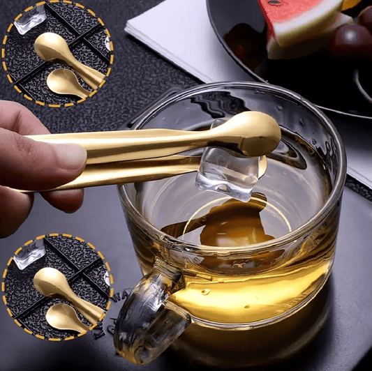 Unbranded Mini Golden Tong Clamp Appetizers Party Tea Bag Food Ice Cube Bar Rustproof