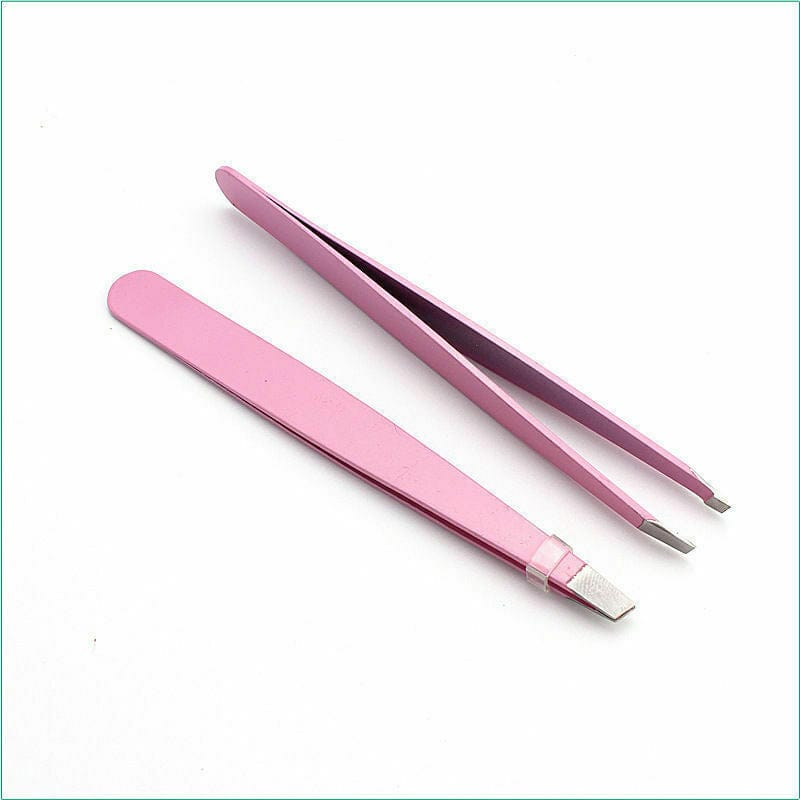 Unbranded Pink Professional Eyebrow Tweezers Hair Removal Slanted Stainless Steel Tweezer New