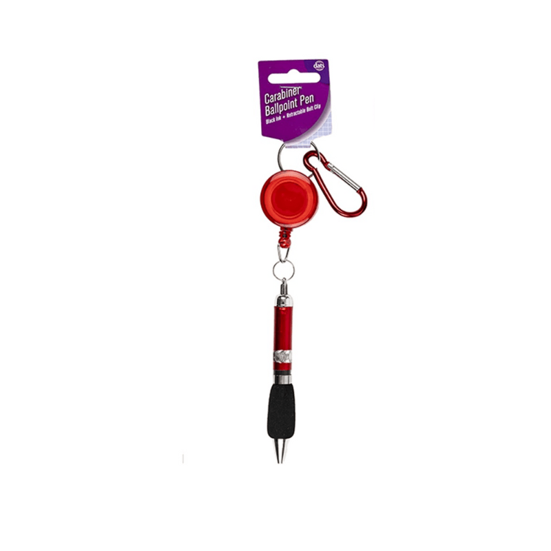 Unbranded Red Black Ink Pen Ballpoint Writing Carabiner Retractable Belt Clip School Office