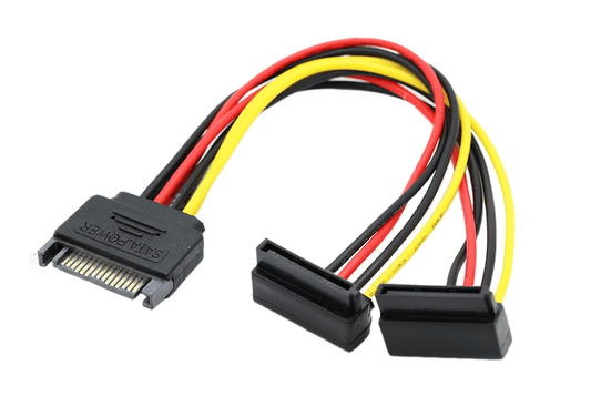 Unbranded SATA 15pin Hard Drive Power Male to Female Splitter Angle 1 to 2 Extension Cable