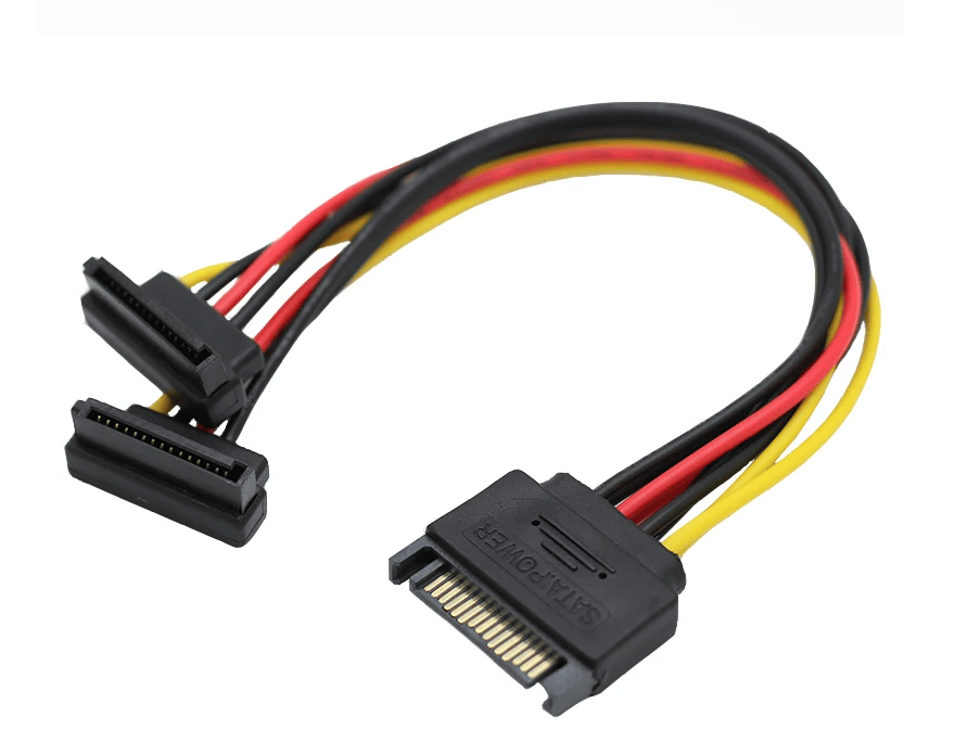 Unbranded SATA 15pin Hard Drive Power Male to Female Splitter Angle 1 to 2 Extension Cable
