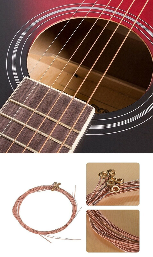 Unbranded Set of 6 Copper Color Acoustic Guitar Strings Universal Light