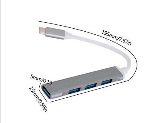 Unbranded Type-C to 4 USB 3.0 Port HUB Adapter Cable USB-C Connect to Mouse/Keyboard/Phone