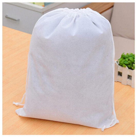Unbranded White Portable Shoe Bag Travel Sport Storage Pouch Drawstring Dust Bag Non-woven