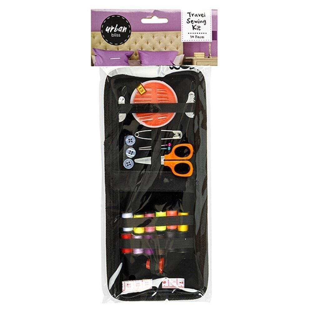 Urban Bliss 34pcs Portable Sewing Kit Travel Scissors Thread Needles Pins Measure Tape Case