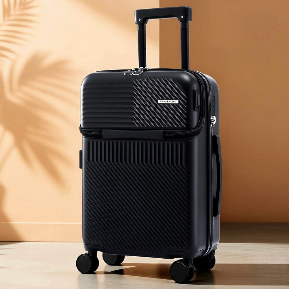 Wanderlite Home & Garden > Travel > Suitcases Wanderlite 20" Luggage Suitcase Front Pocket Travel Carry On TSA Black
