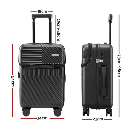 Wanderlite Home & Garden > Travel > Suitcases Wanderlite 20" Luggage Suitcase Front Pocket Travel Carry On TSA Black