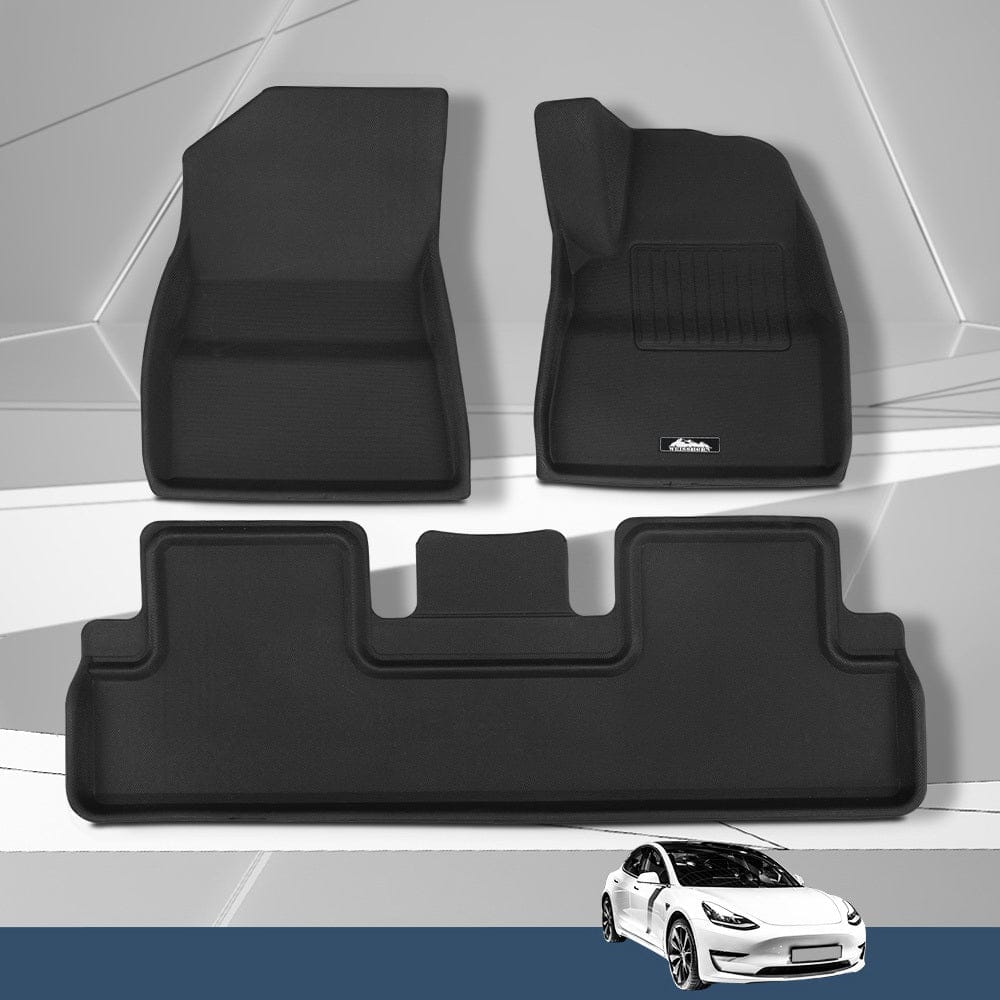 Weisshorn Auto Accessories > Auto Accessories Others > Automotive Decor Weisshorn Car Rubber Floor Mats Compatible for Tesla Model 3 Front Rear