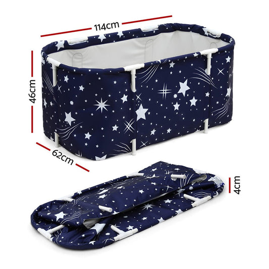 Weisshorn Furniture > Bathroom > Bathtubs Weisshorn Foldable Bathtub PVC SPA Bucket Inflatable Cushion 114x62cm Star Navy