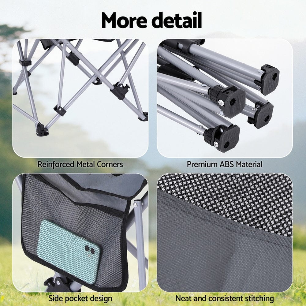 Weisshorn Furniture > Outdoor > Outdoor Chairs Weisshorn Camping Chair Adjustable Reclining Portable Outdoor Folding Chair Grey