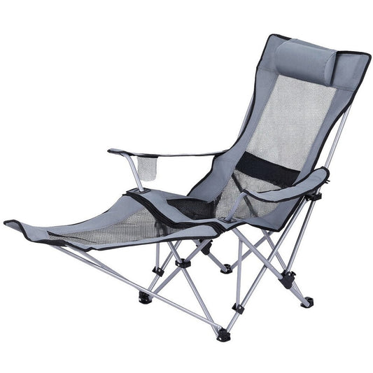 Weisshorn Furniture > Outdoor > Outdoor Chairs Weisshorn Camping Chair Adjustable Reclining Portable Outdoor Folding Chair Grey