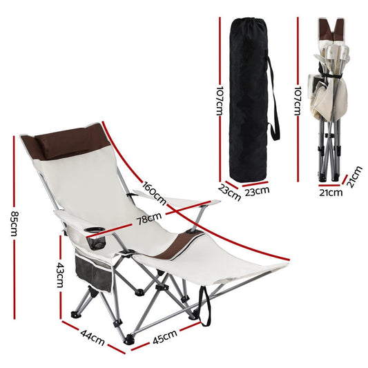 Weisshorn Outdoor Recreation > Camping > Camp Furniture Weisshorn Camping Chair Reclining Adjustable Portable Outdoor Folding Lightweight