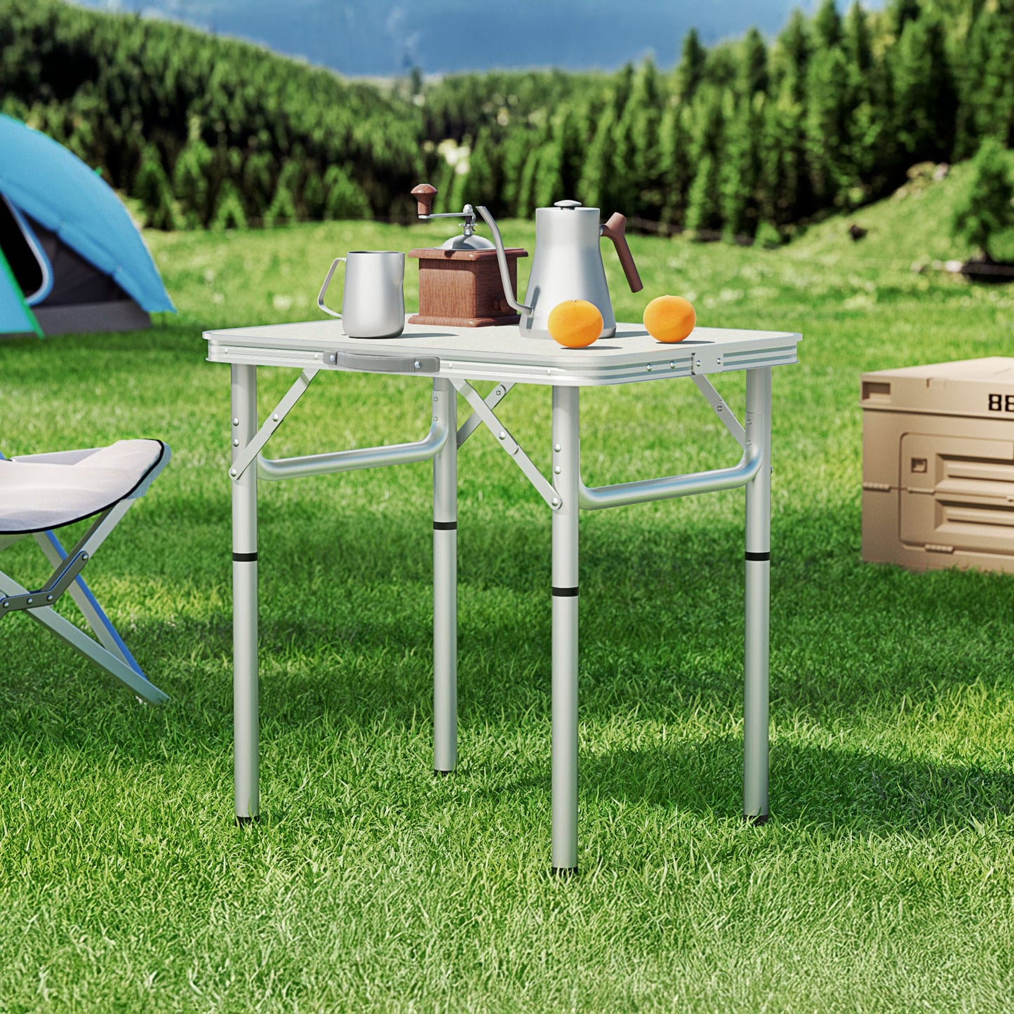 Weisshorn Outdoor Recreation > Camping > Camp Furniture Weisshorn Folding Camping Table 60CM Adjustable Portable Outdoor Picnic Desk